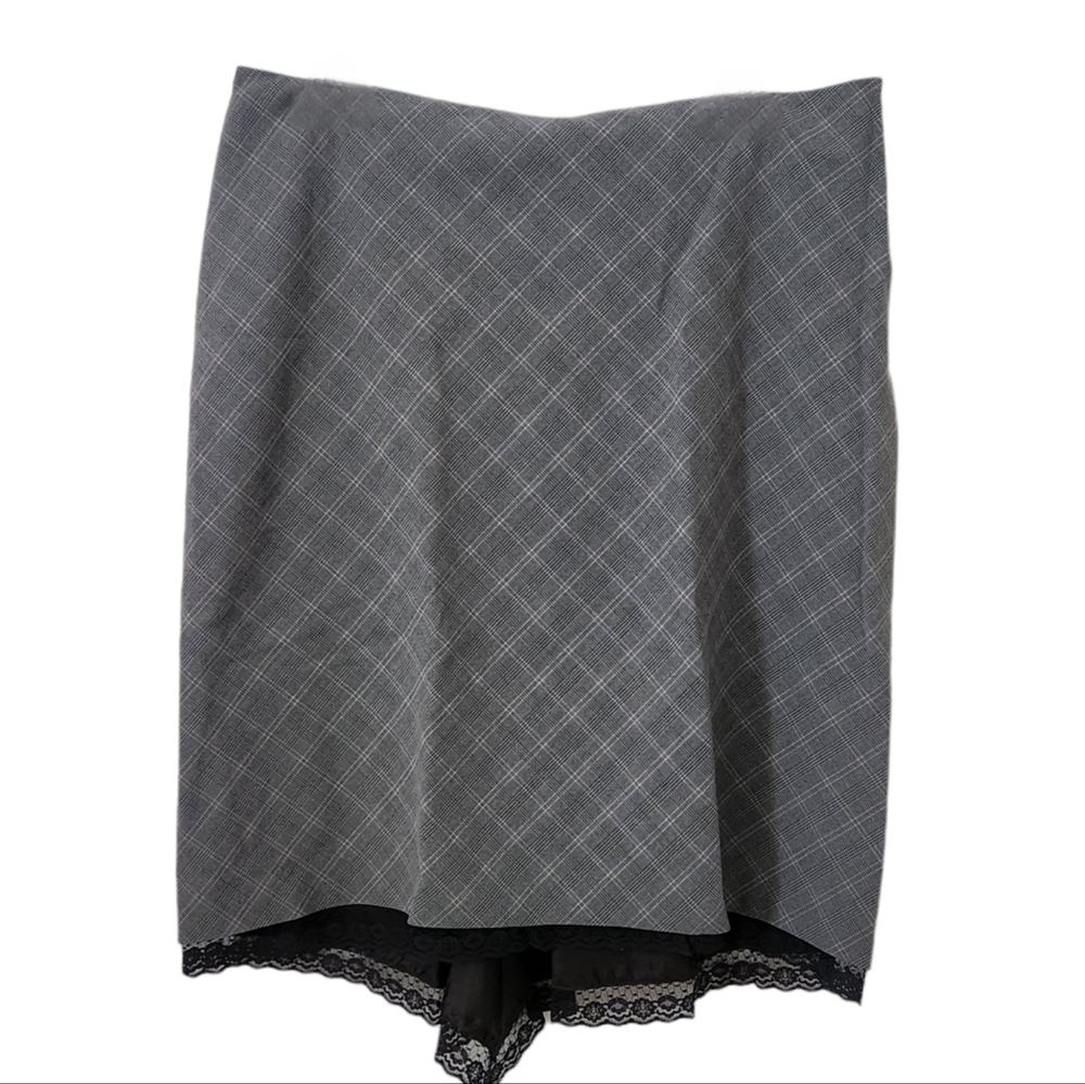Apostrophe Stretch Womens Grey Skirt Lined Size 14 Rear Zip Lace Underskirt